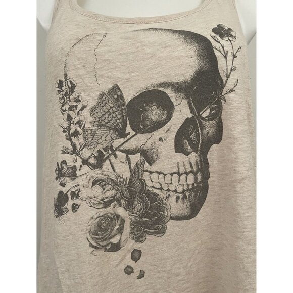 Torrid PLUS Size 2X Back Lace & Skulls Roses Racerback Goth Punk Tank Shirt Tee - Picture 2 of 6